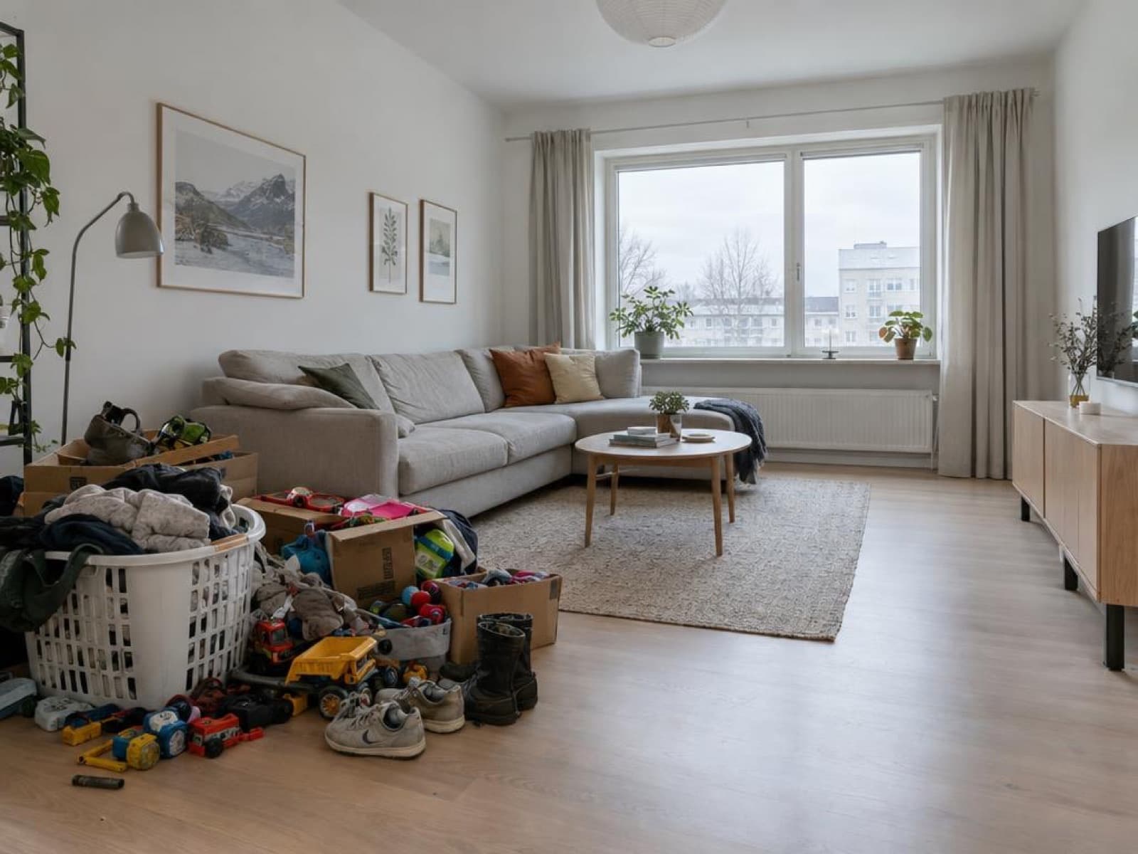 Rum med møbler og personlige ejendele stadig på plads