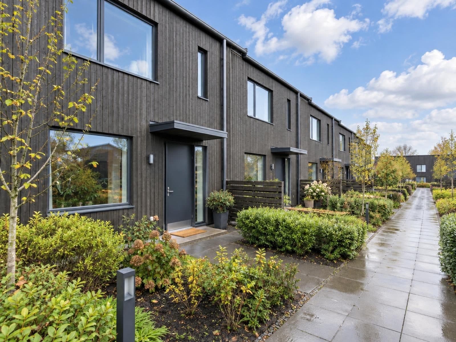 Townhouses on a bright day