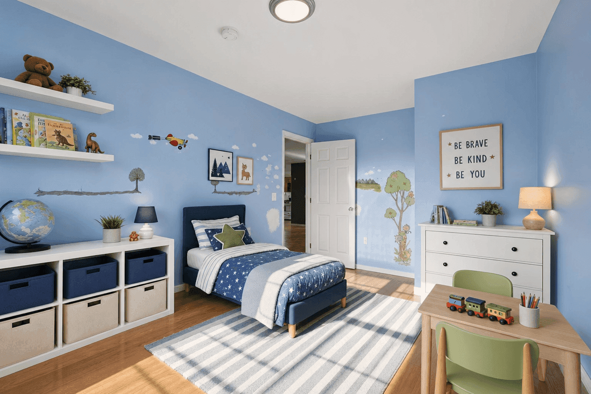 The same bedroom virtually staged, publication ready